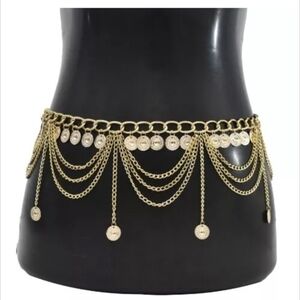 Belly Dance Waist Belt Chain Tassel Harness Chains Women Body Carved Coin Long